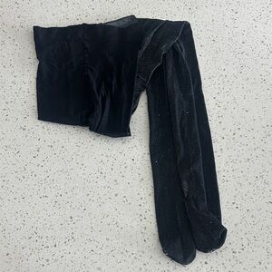 Zara stockings tights black w silver size medium